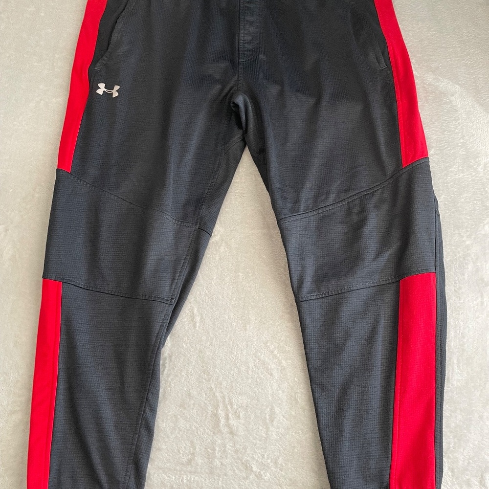 Under Armour ColdGear Reactor Mens Fitted Fleece Pants Size XXL Black Red